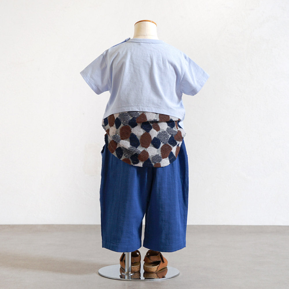 Wガーゼ 8分丈パンツ ブルー 80cm・90cm・100cm・110cm