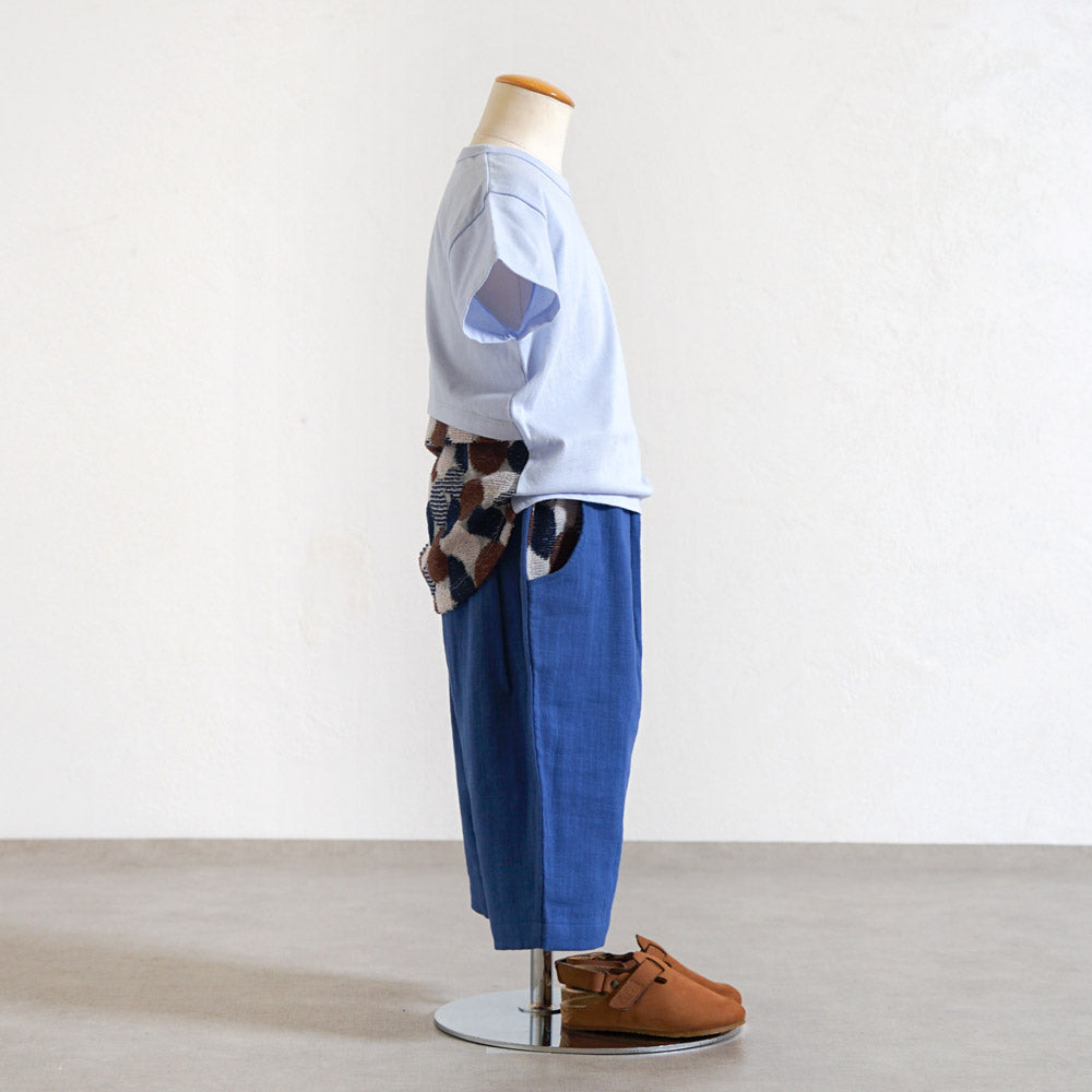 Wガーゼ 8分丈パンツ ブルー 80cm・90cm・100cm・110cm