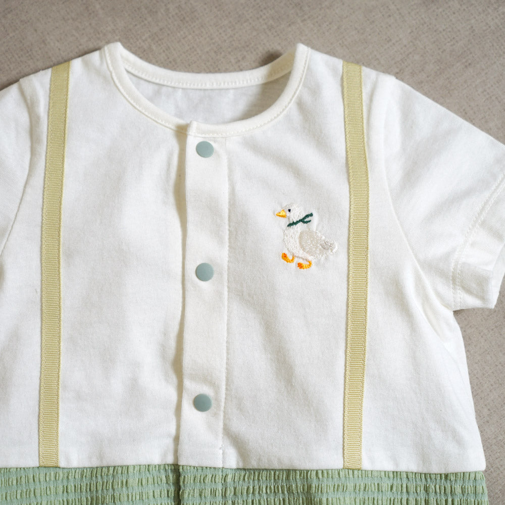 アヒル刺繍2wayドレス イエローグリーン 50-70cm / ツーウェイオール
