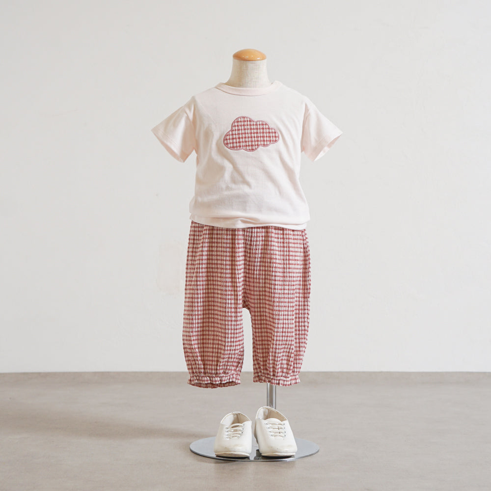 ギンガムチェックcloudTシャツ ピンク 80・90・100・110cm