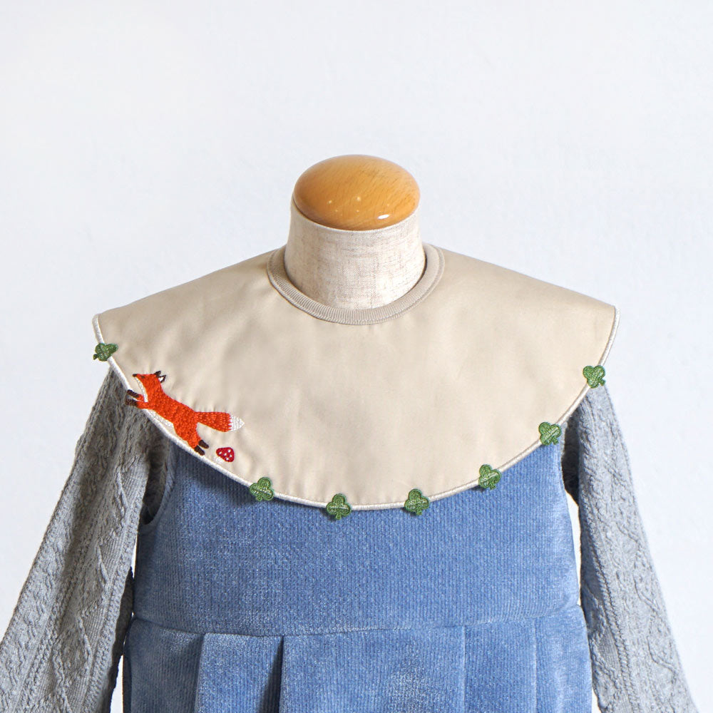刺繍スタイ きつね×クローバー