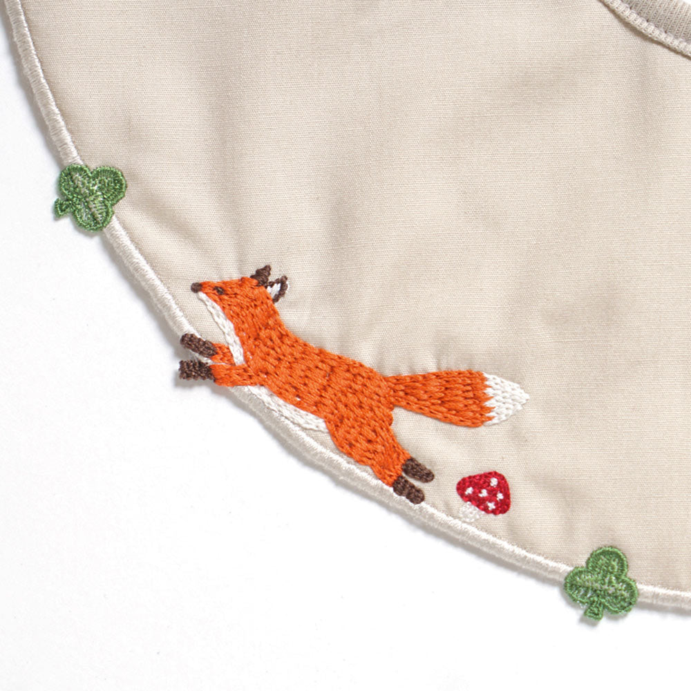 刺繍スタイ きつね×クローバー