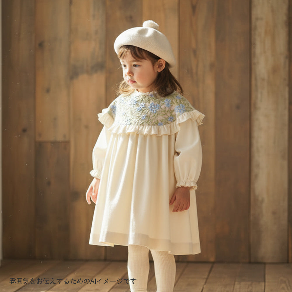 木の実刺繍ワンピース アイボリー 80cm 90cm 100cm 110cm / ベビー服