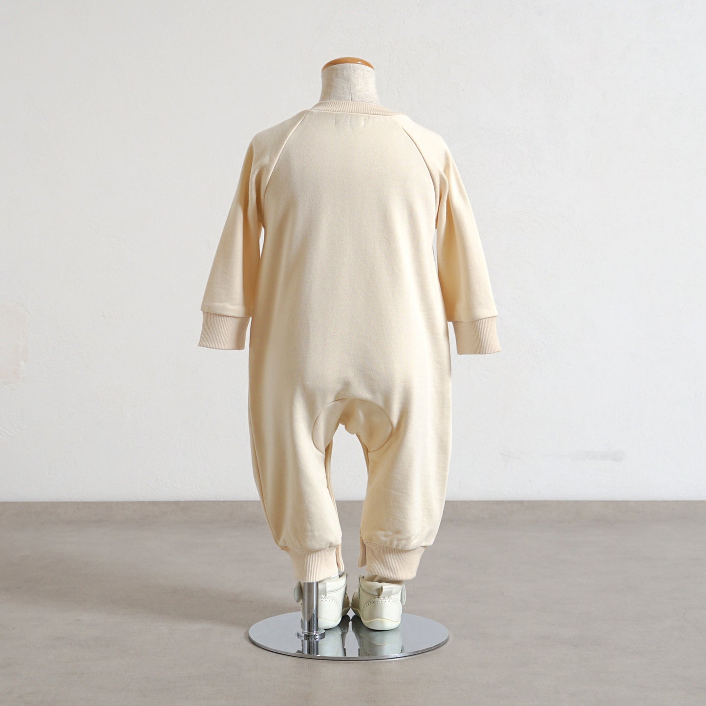 お花ワッペン裏毛ロンパース アイボリー70cm 80cm