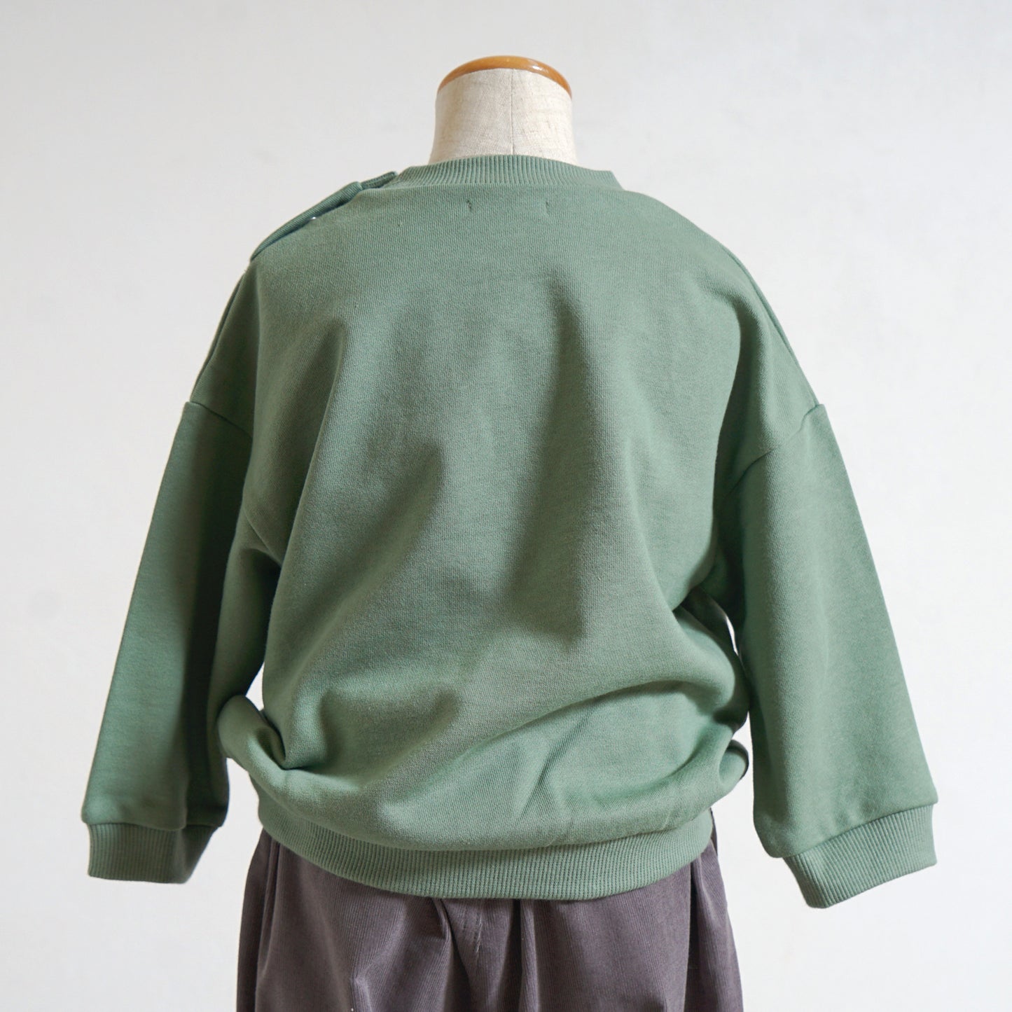 きつねワッペン裏毛トレーナー モスグリーン  80・90・100・110cm