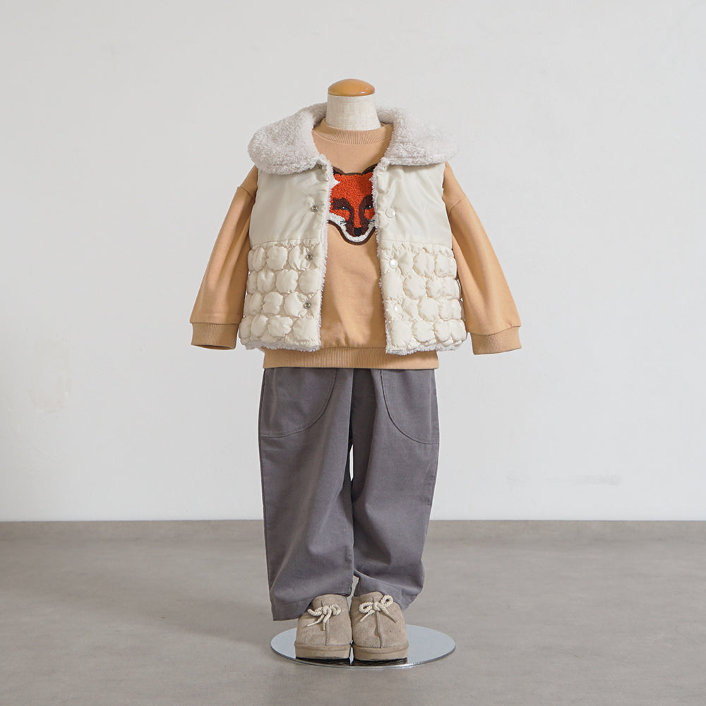 リバーシブルぽこぽこベスト アイボリー 70-90cm・90-110cm
