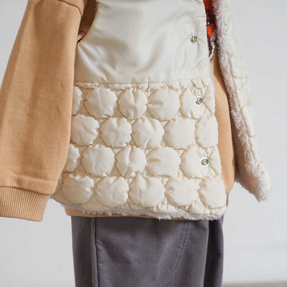 リバーシブルぽこぽこベスト アイボリー 70-90cm・90-110cm