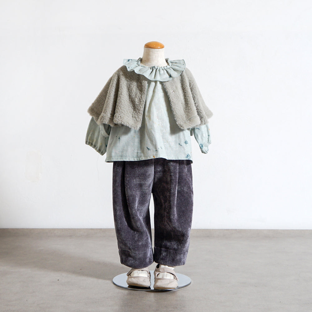 シャギーニットケープ モスグリーン 新生児 - 110cm