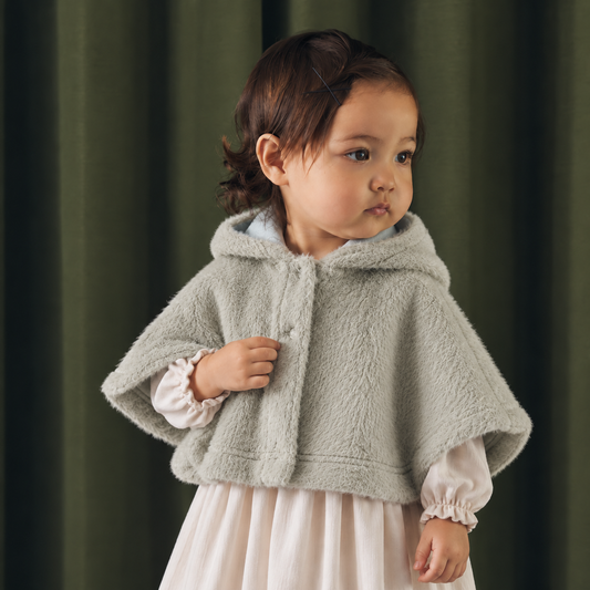 シャギーニットケープ モスグリーン 新生児 - 110cm / ベビー服