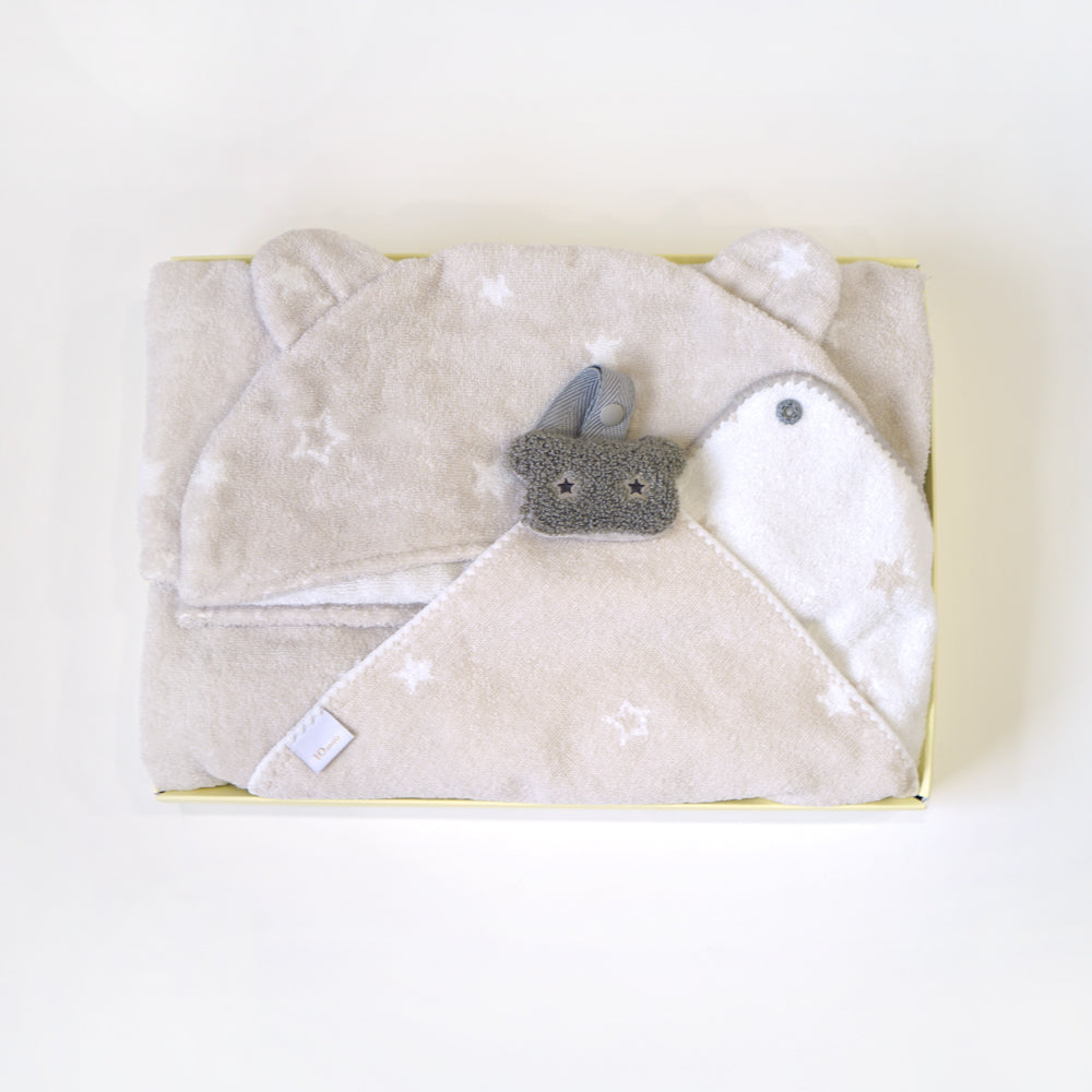 バスポンチョ＆チャームハンカチ ギフトセット ベアマスク / 名入れ刺繍可