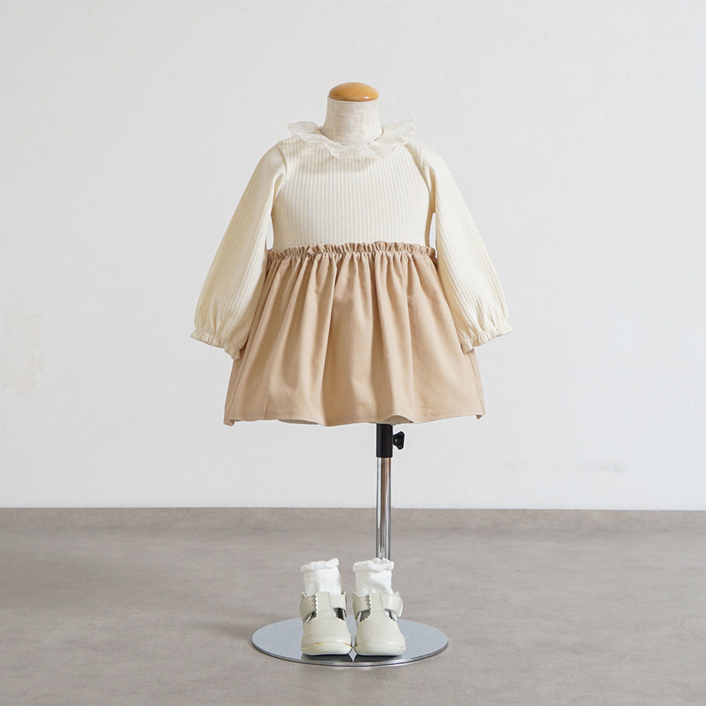 DOTフリルカラー ボディオール ベージュ 70・80cm