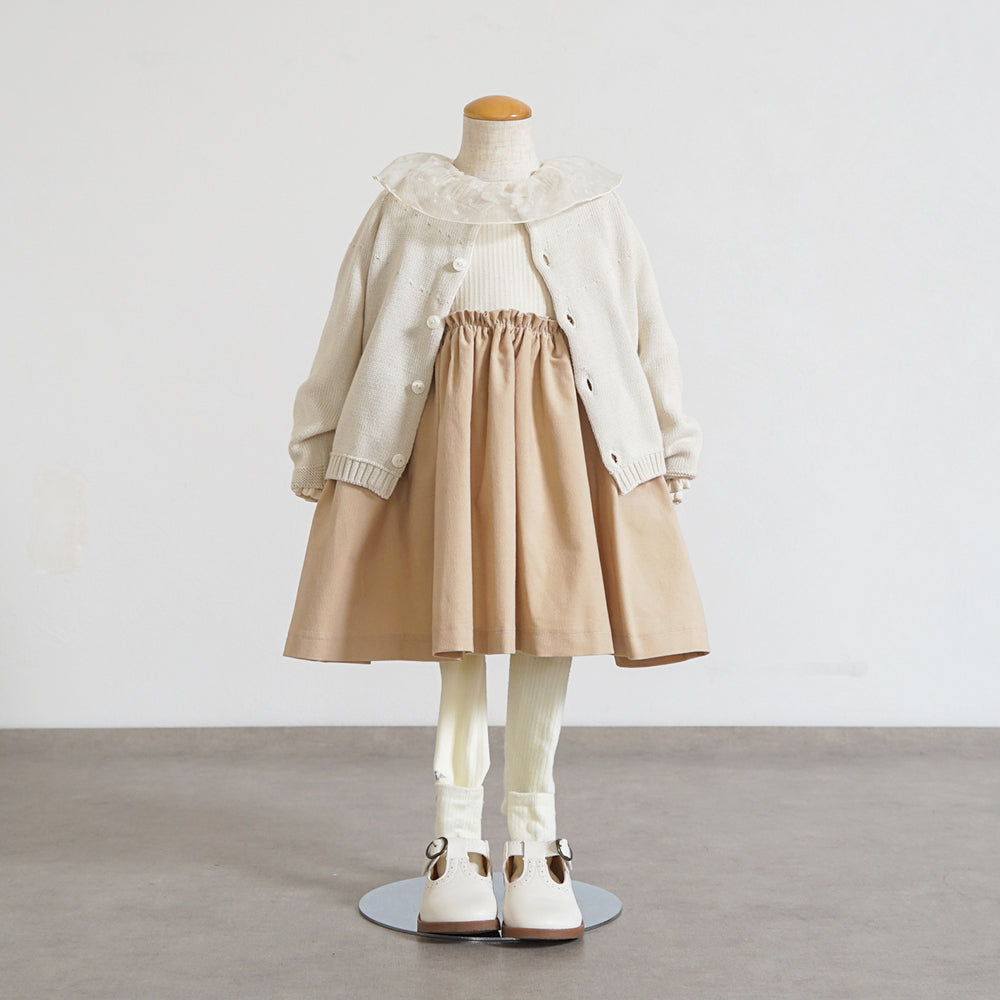 DOTフリルカラーワンピース ベージュ  80・90・100cm