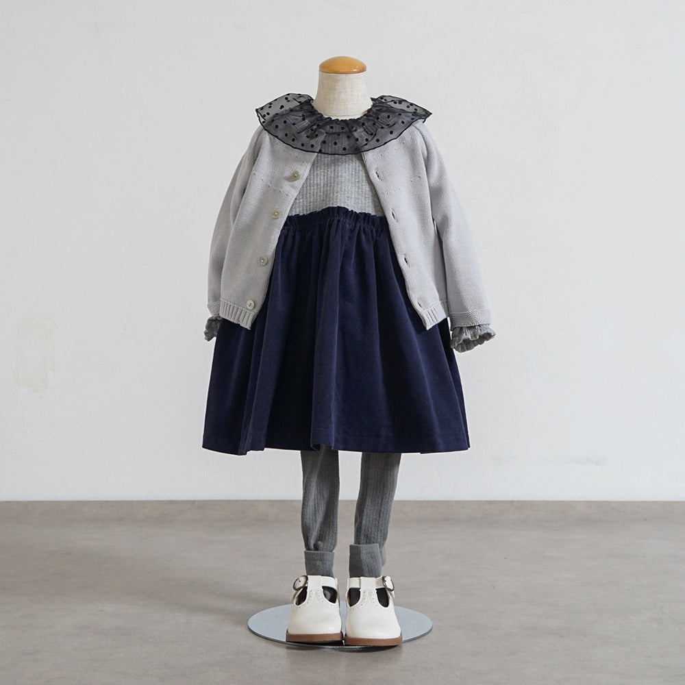 DOTフリルカラーワンピース ネイビー  80・90・100cm