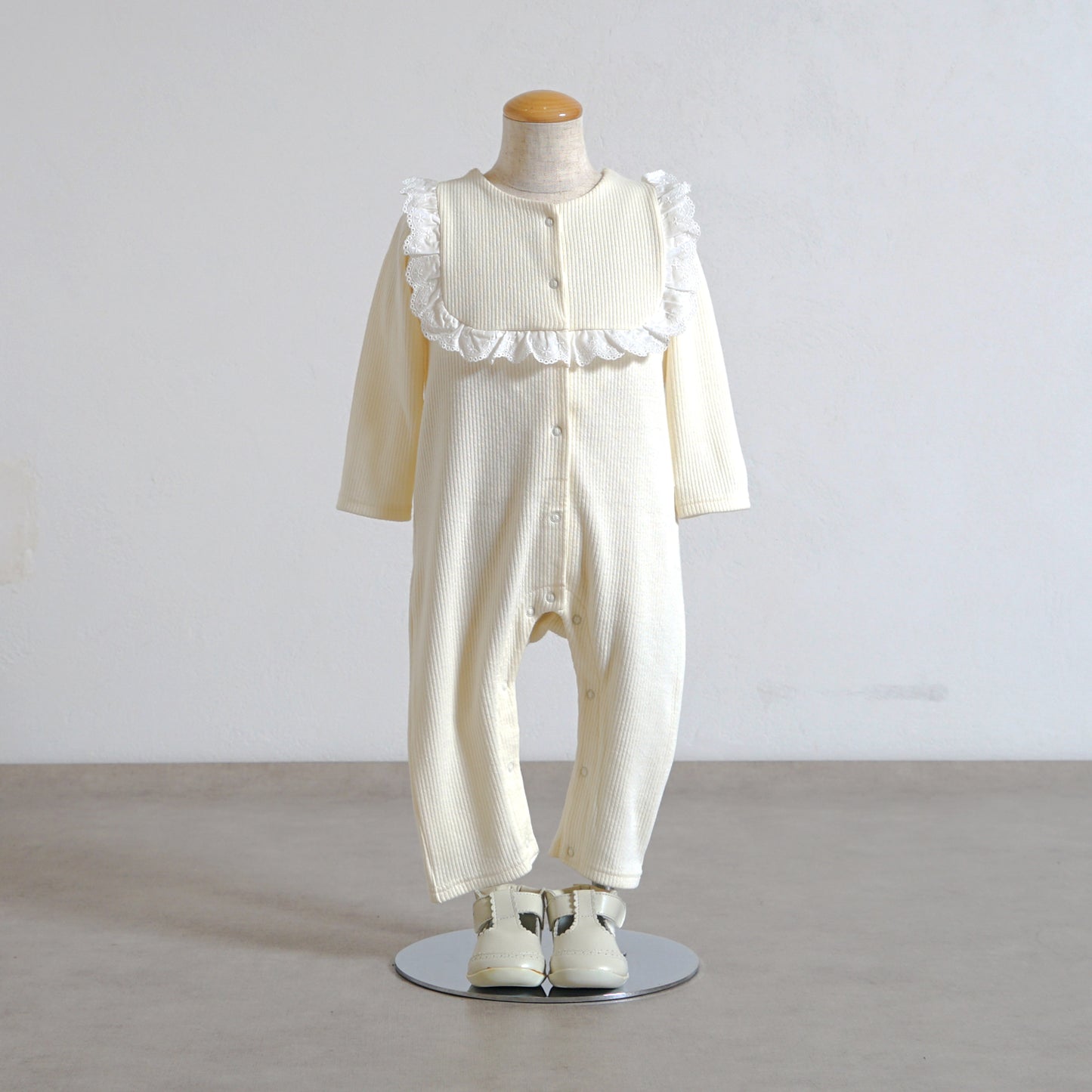 フリルレースロンパース ミルク 70cm・80cm
