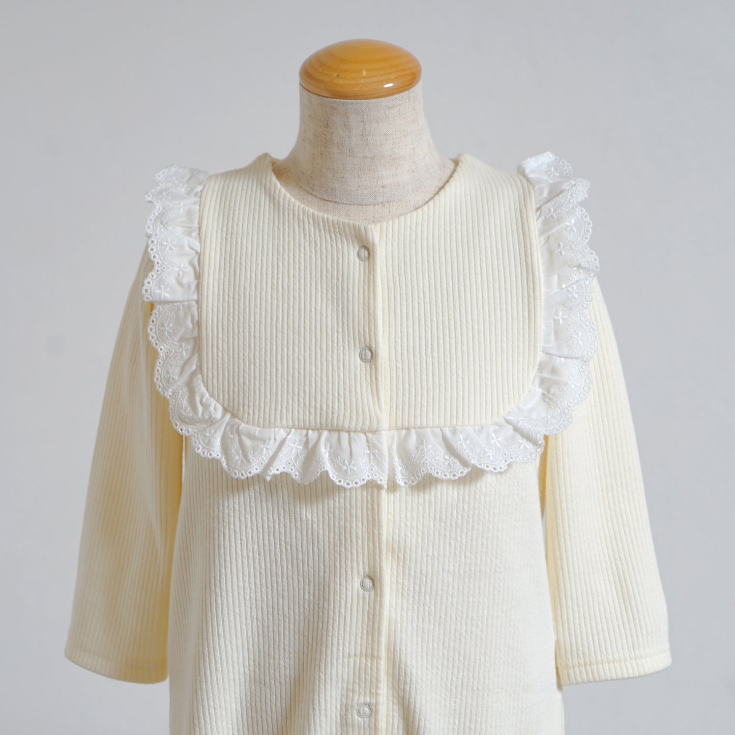フリルレースロンパース ミルク 70cm・80cm