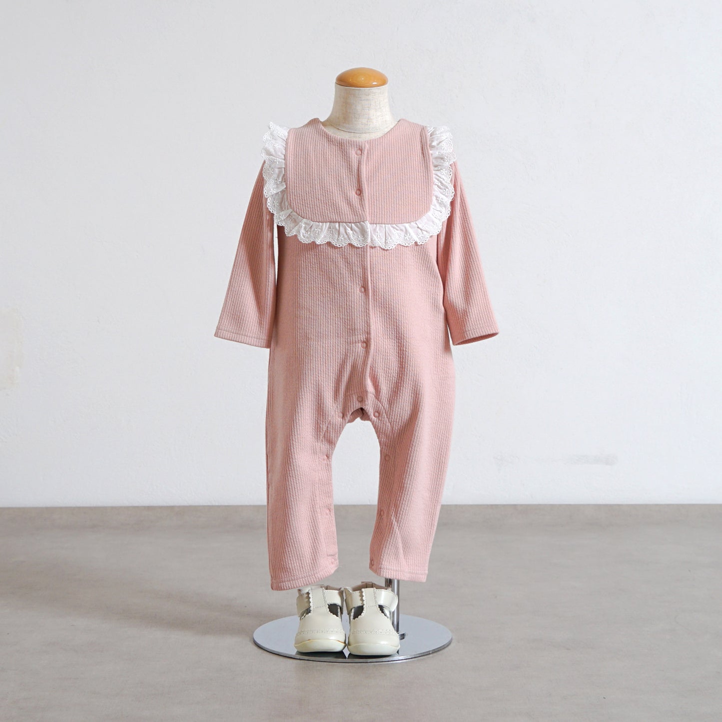 フリルレースロンパース ピンク 70cm・80cm