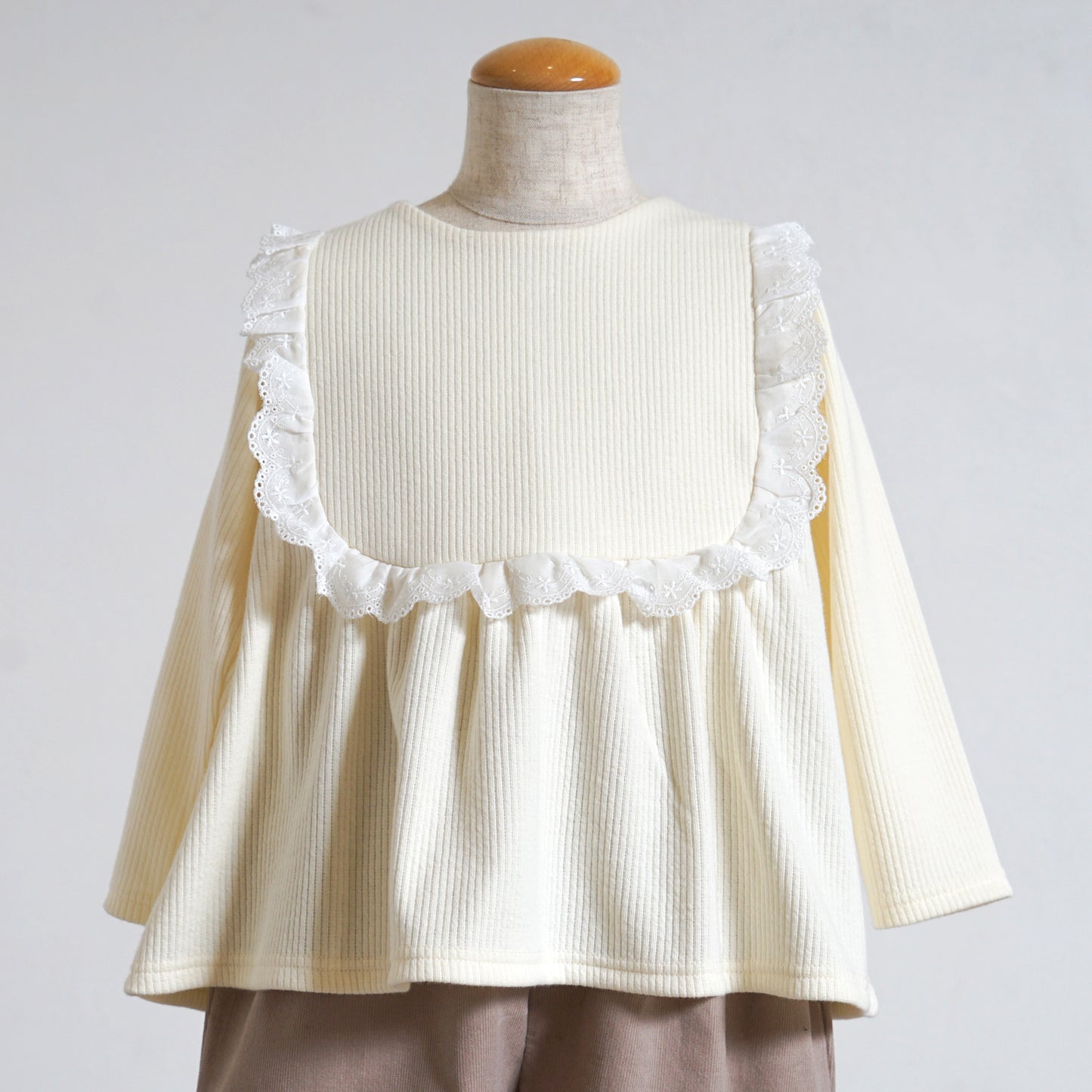 フリルレーストップス ミルク  80・90・100cm