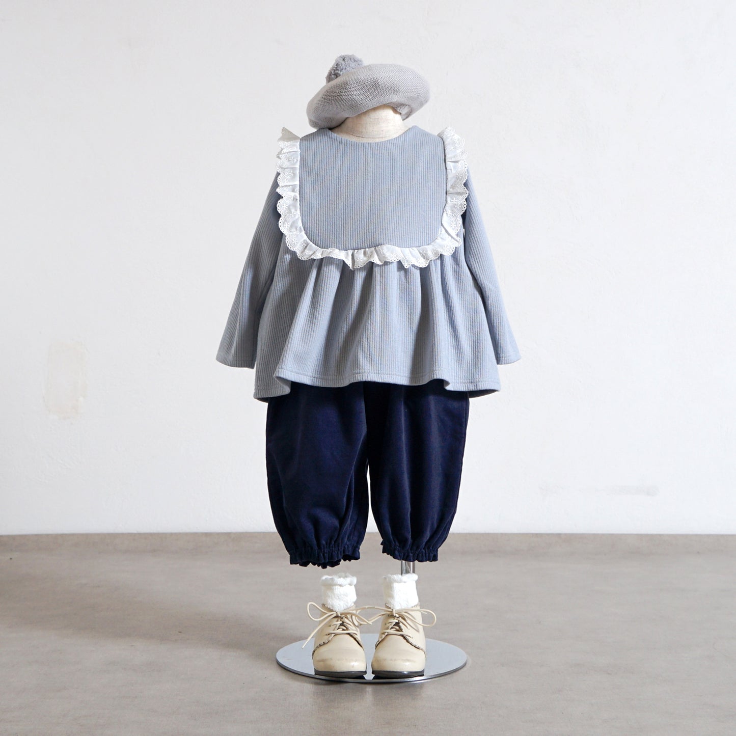フリルレーストップス ブルーグレー 80・90・100cm