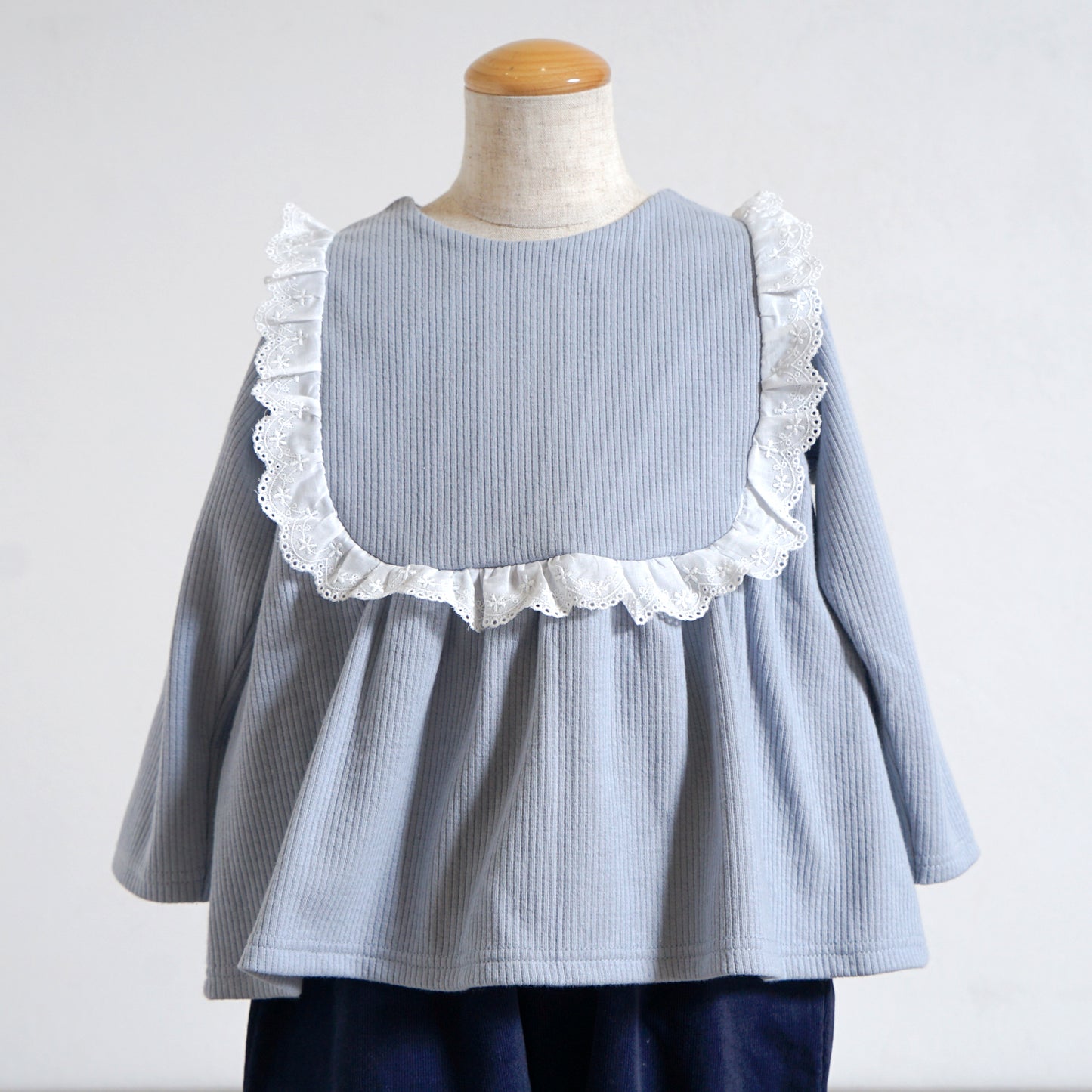 フリルレーストップス ブルーグレー 80・90・100cm