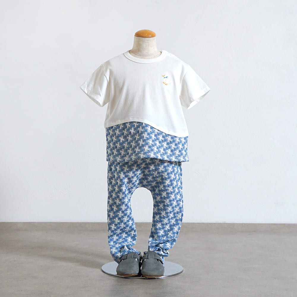 パターンニットレギンス ライトブルー 80・90・100・110cm