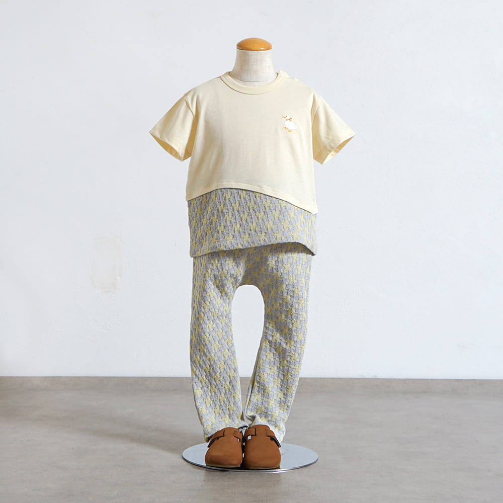 アヒル刺繍Tシャツ イエロー 80・90・100・110cm