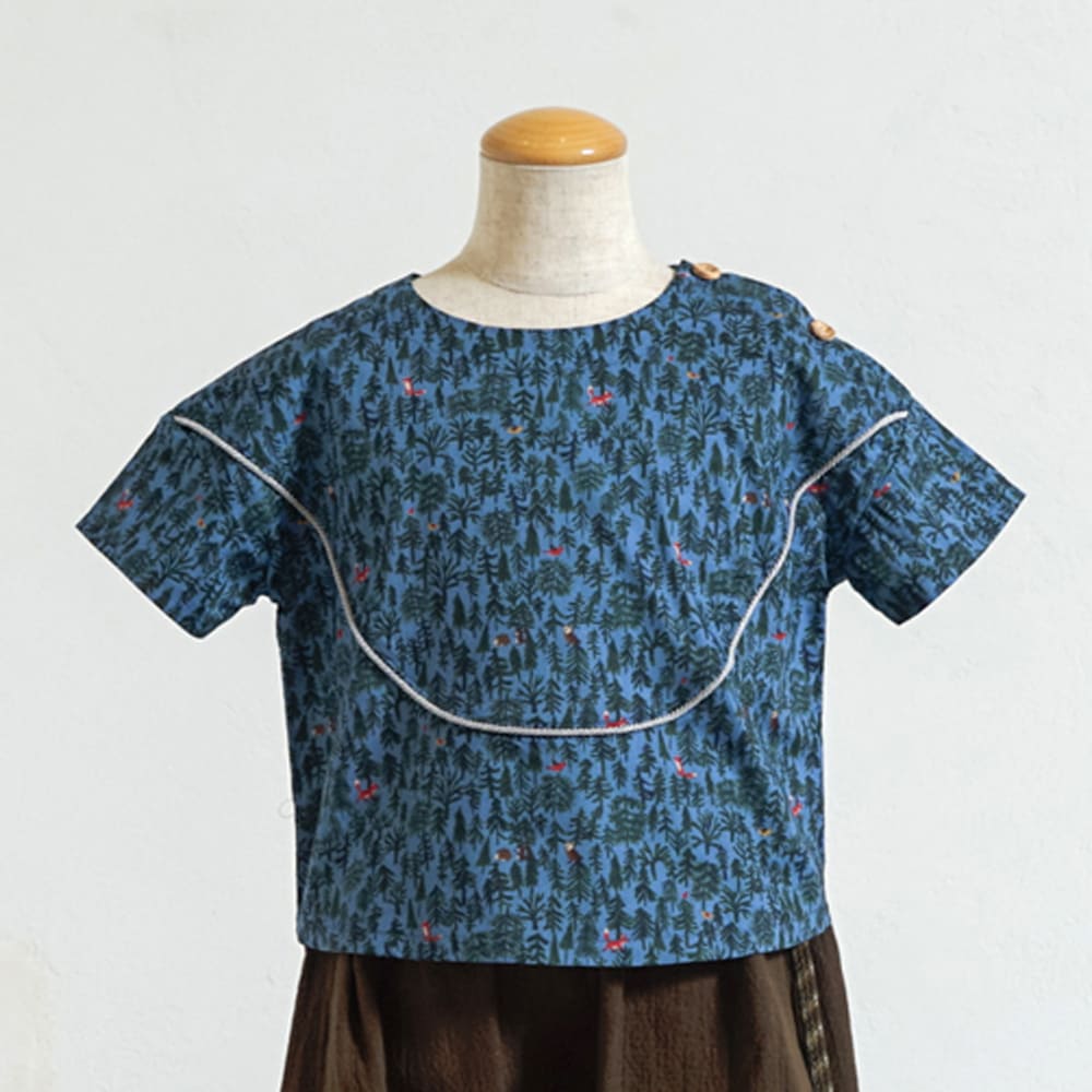 forestヨークブラウス ブルー 80・90・100・110cm