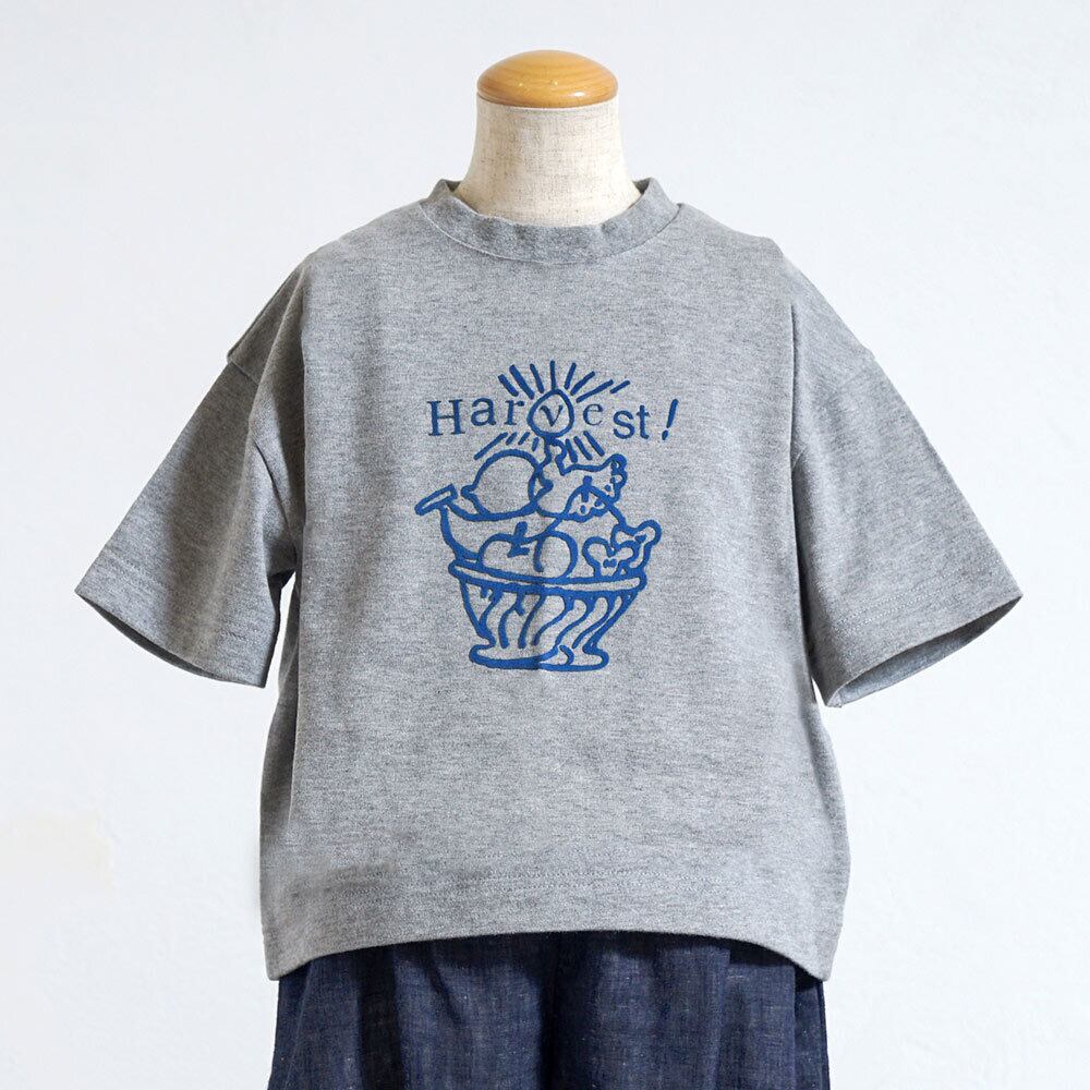 HarvestプリントTシャツ 杢グレー80・90・100cm