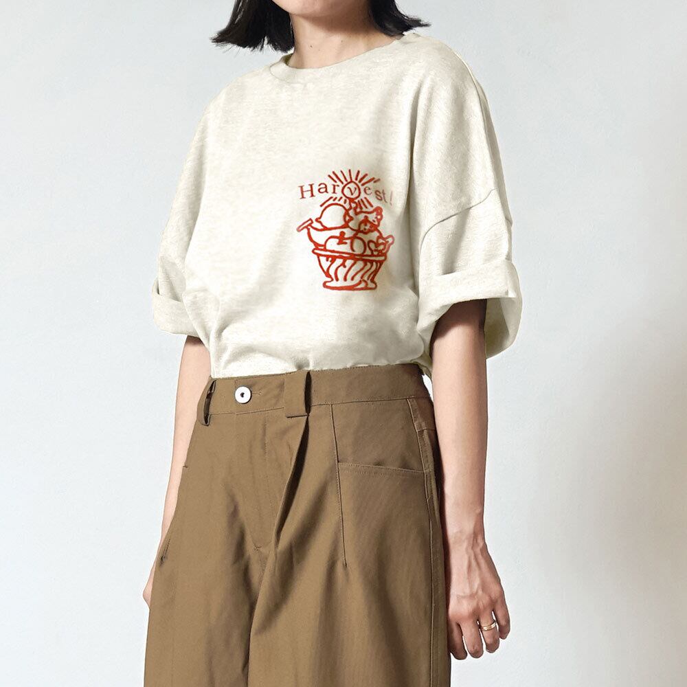 HarvestプリントTシャツ 杢グレー F / 大人服