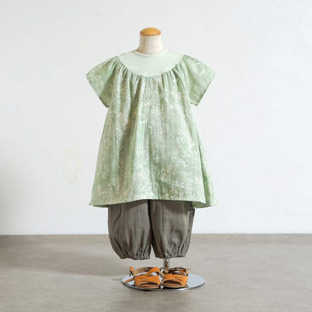 フレアスリーブワンピース グリーン 80・90・100cm
