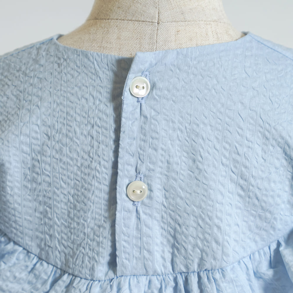リボン刺繍フリルドレス ライトブルー 80・90・100cm