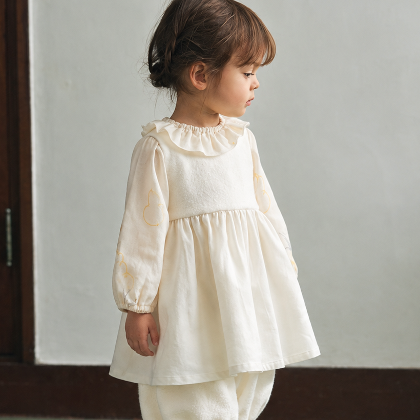 ボアエプロン ホワイト 70-90 ・80-100cm / ベビー服