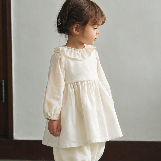 ボアエプロン ホワイト 70-90 ・80-100cm / ベビー服