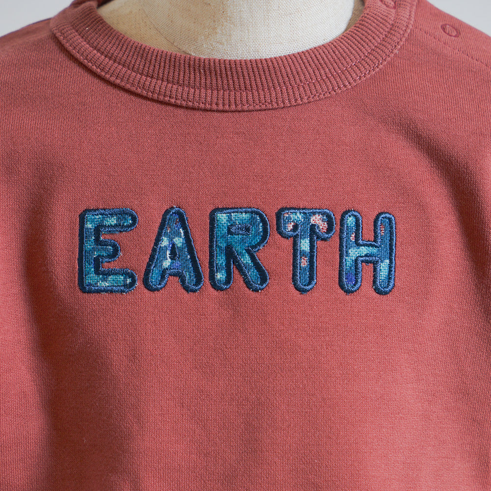 EARTH刺繍トップス ブラウン 80・90・100cm