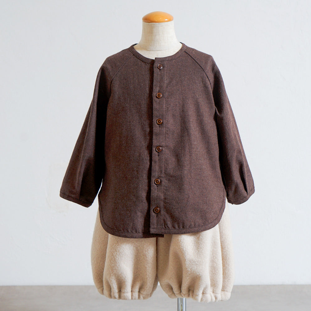 ノーカラーリラックスシャツ ブラウン 80・90・100cm