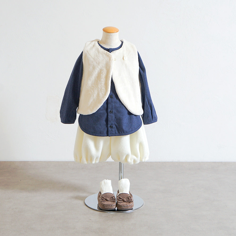 ノーカラーリラックスシャツ ブルー 80・90・100cm