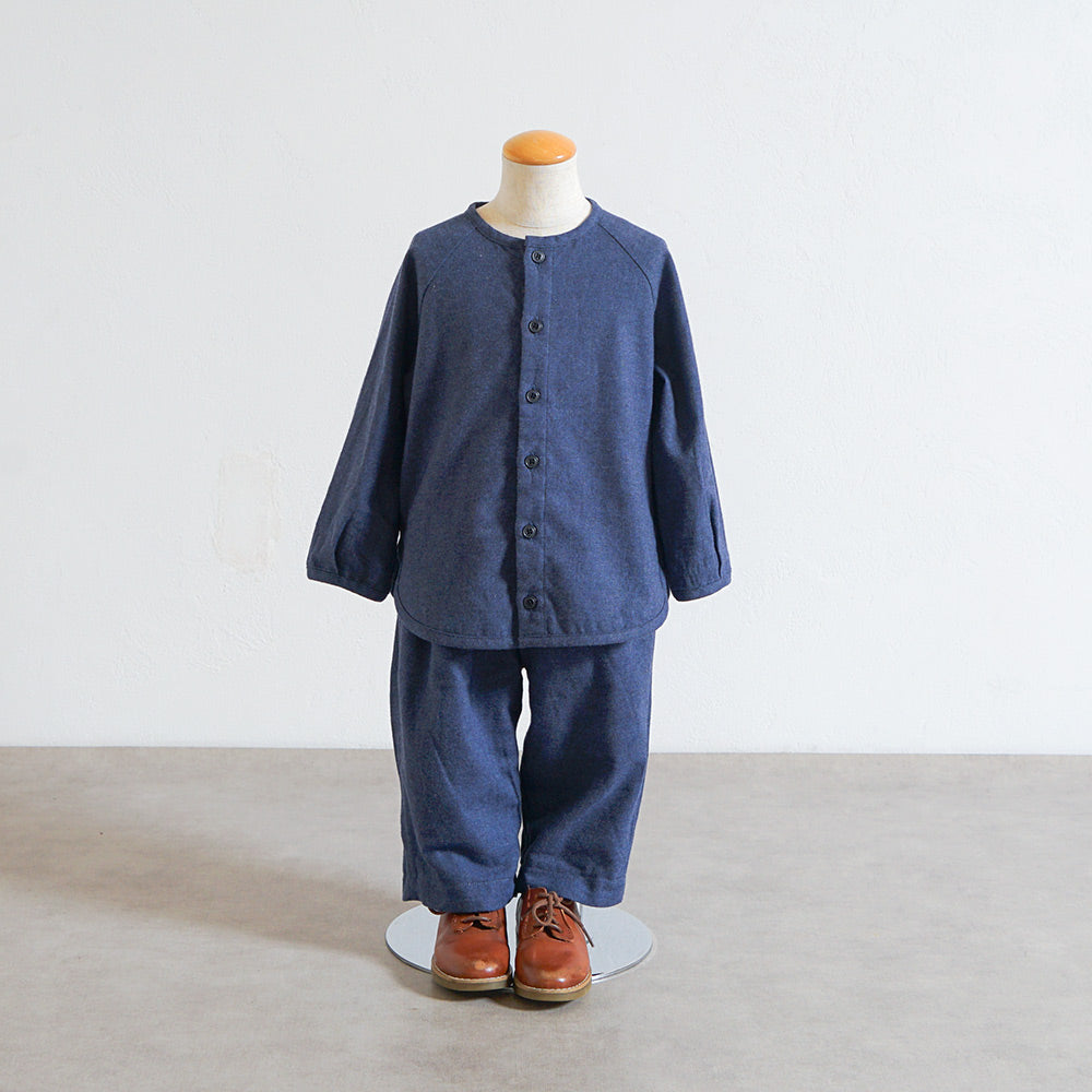 ノーカラーリラックスシャツ ブルー 80・90・100cm