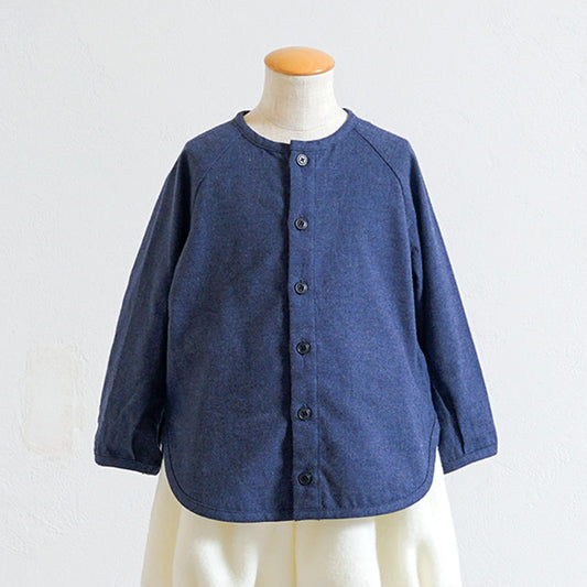 ノーカラーリラックスシャツ ブルー 80・90・100cm