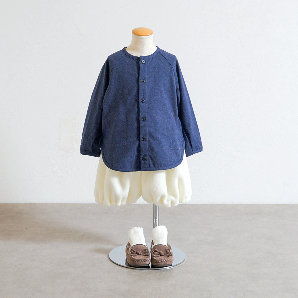 ノーカラーリラックスシャツ ブルー 80・90・100cm
