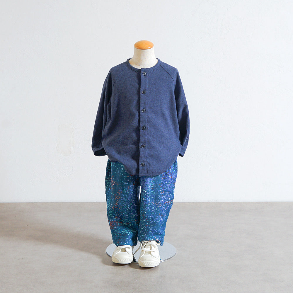ノーカラーリラックスシャツ ブルー 80・90・100cm