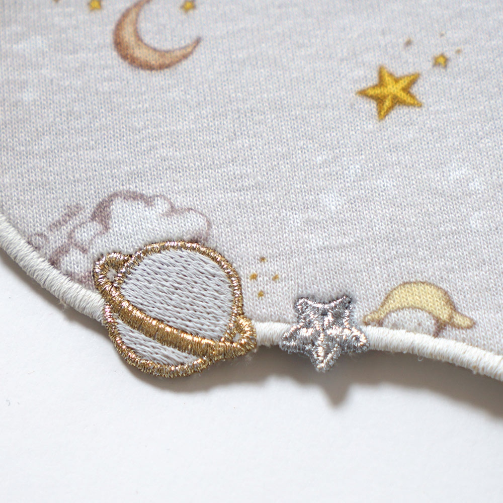 &Star 刺繍スタイ ライトグレー