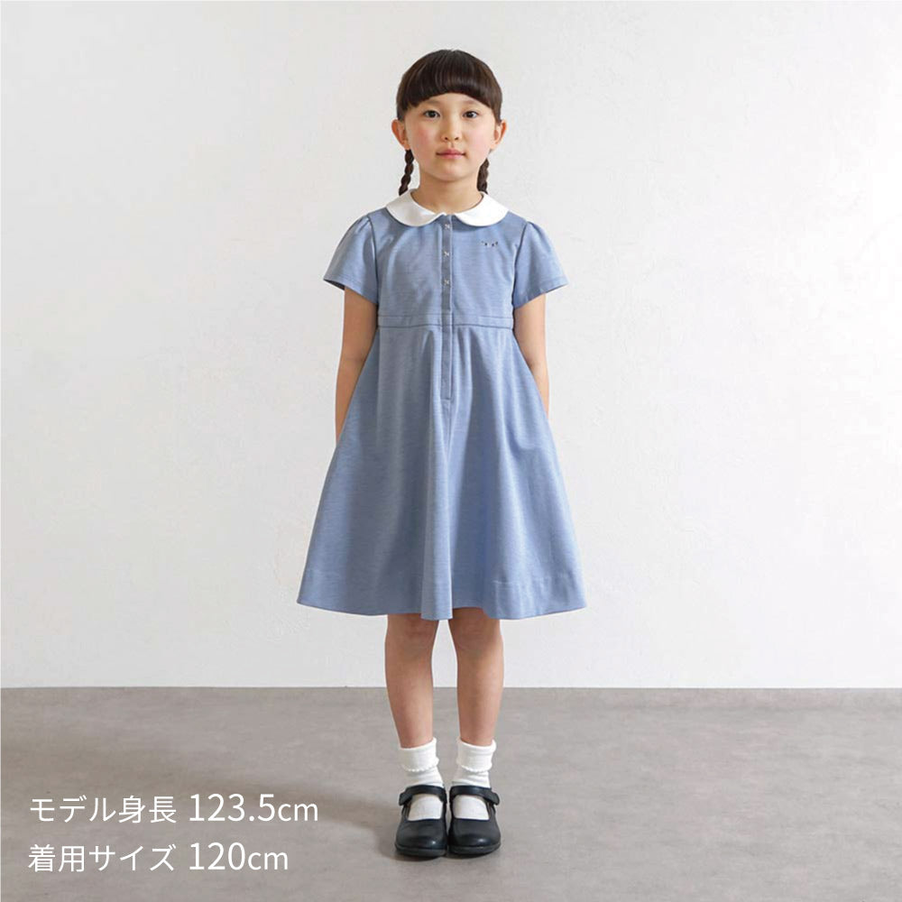 お受験服 サーキュラーフラワーワンピース サックス 90・100・110・120cm