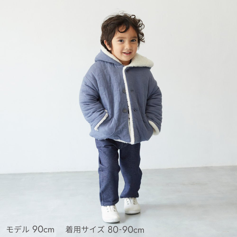 starキルト 耳つきコート　ブルー　70-80cm  / ギフト包装不可