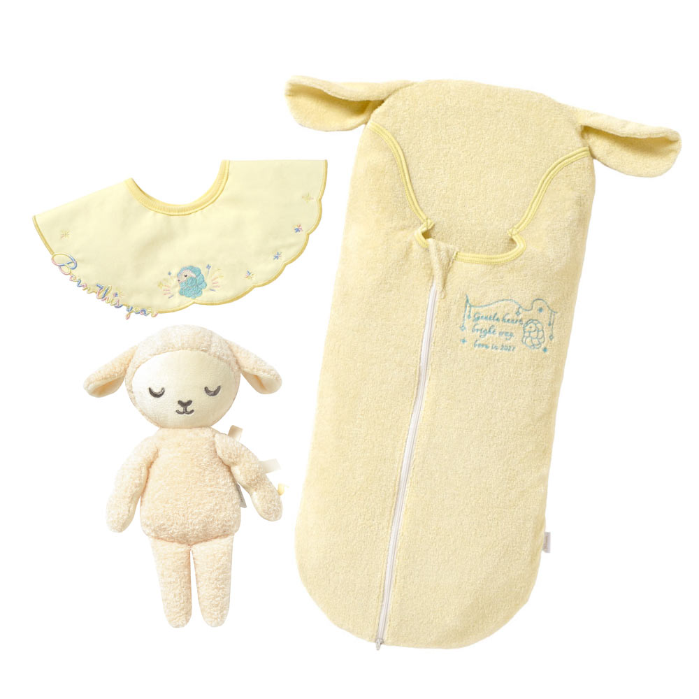 ひつじ年 たまごマットおくるみsleep･スタイ・ぬいぐるみ ３点セット /2027限定 干支