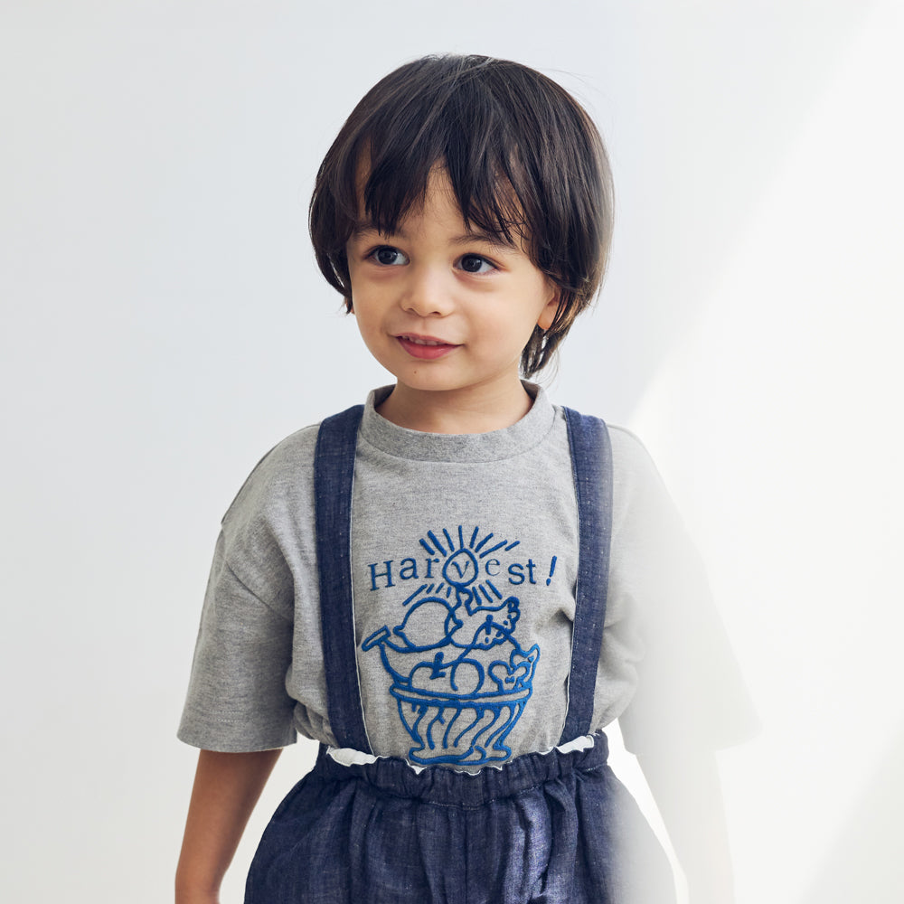 HarvestプリントTシャツ 杢グレー80・90・100cm