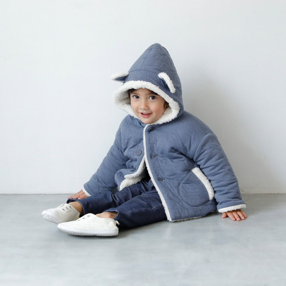 starキルト 耳つきコート　ブルー　70-80cm  / ギフト包装不可