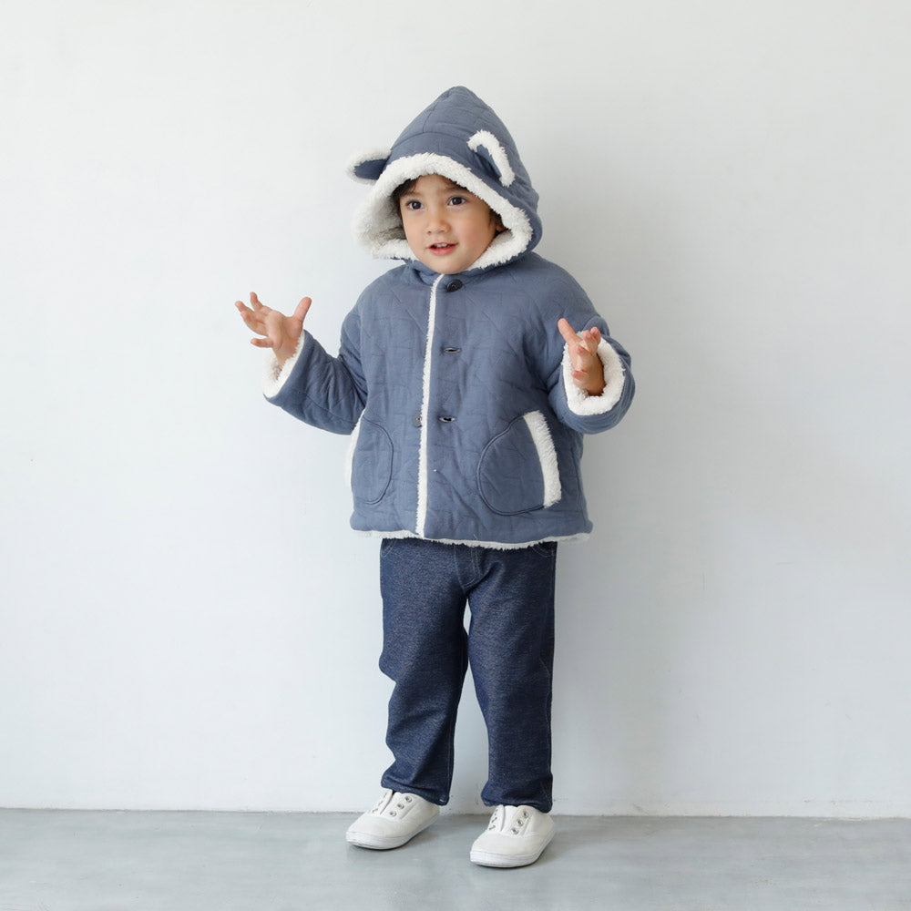starキルト 耳つきコート　ブルー　70-80cm  / ギフト包装不可