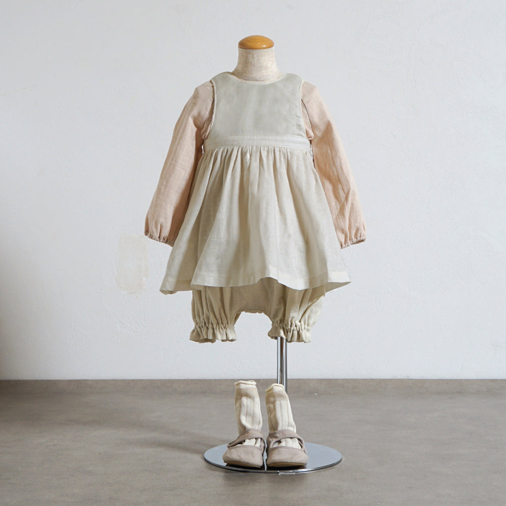 エプロンワンピース ライトグレー 70-90・80-100cm