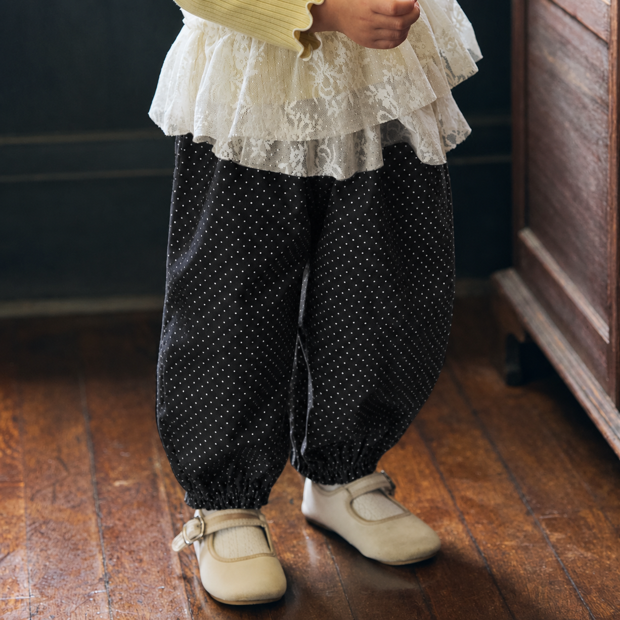 ドットLaceパンツ チャコールグレー 80・90・100・110cm / ベビー服