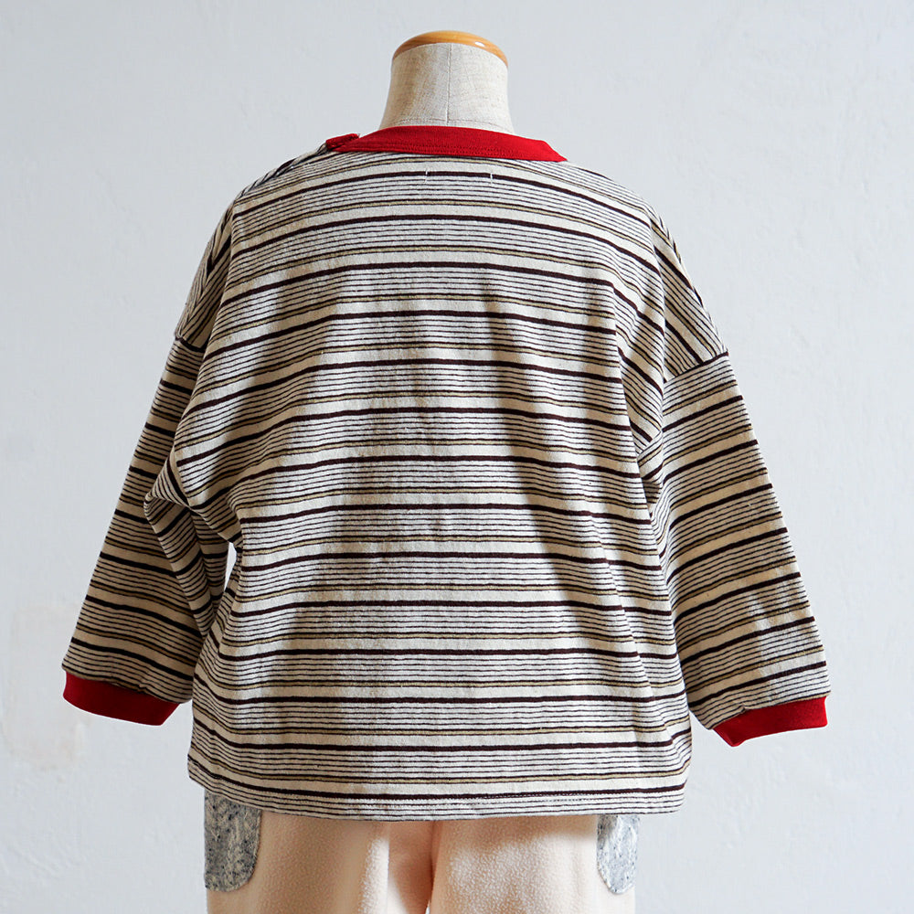 animal長袖ボーダーTシャツ アイボリー 80・90・100・110cm