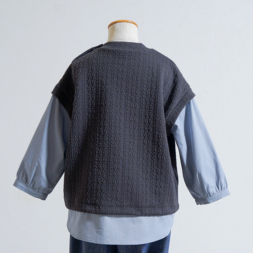 ケーブルニットコンビトップス チャコールグレー 80・90・100・110cm